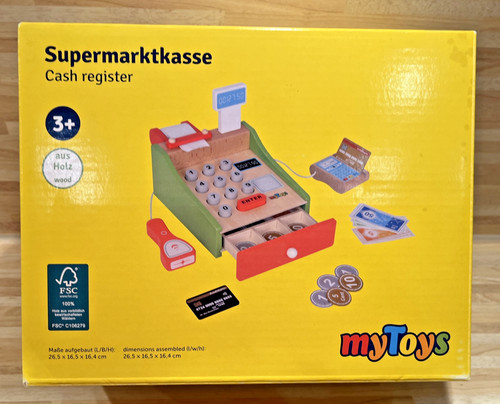 Wooden supermarket cash - supermarket,